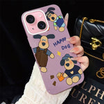 Custodia per telefono ibrida in PC e TPU con motivo "cane felice" e glitter IMD., For iPhone 15, For iPhone 14 Plus, For iPhone 14, For iPhone 14 Pro, For iPhone 14 Pro Max, For iPhone SE 2022 / SE 2020