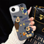 Custodia per telefono ibrida in PC e TPU con motivo "cane felice" e glitter IMD., For iPhone 17e / 16e, For iPhone 17 Pro Max, For iPhone 17 Pro, For iPhone 17, For iPhone Air, For iPhone 16 Pro Max