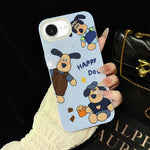 Custodia per telefono ibrida in PC e TPU con motivo "cane felice" e glitter IMD., For iPhone 17e / 16e, For iPhone 17 Pro Max, For iPhone 17 Pro, For iPhone 17, For iPhone Air, For iPhone 16 Pro Max