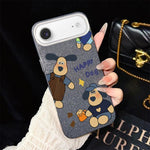 Custodia per telefono ibrida in PC e TPU con motivo "cane felice" e glitter IMD., For iPhone 17e / 16e, For iPhone 17 Pro Max, For iPhone 17 Pro, For iPhone 17, For iPhone Air, For iPhone 16 Pro Max