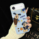 Custodia per telefono ibrida in PC e TPU con motivo "cane felice" e glitter IMD., For iPhone 17e / 16e, For iPhone 17 Pro Max, For iPhone 17 Pro, For iPhone 17, For iPhone Air, For iPhone 16 Pro Max