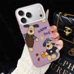 Custodia per telefono ibrida in PC e TPU con motivo "cane felice" e glitter IMD., For iPhone 17e / 16e, For iPhone 17 Pro Max, For iPhone 17 Pro, For iPhone 17, For iPhone Air, For iPhone 16 Pro Max
