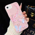 Custodia per telefono ibrida in PC e TPU con motivo a farfalle colorate e glitter IMD., For iPhone 8 Plus / 7 Plus, For iPhone 6 Plus / 6s Plus, For iPhone 6 / 6s