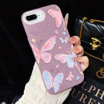 Custodia per telefono ibrida in PC e TPU con motivo a farfalle colorate e glitter IMD., For iPhone 8 Plus / 7 Plus, For iPhone 6 Plus / 6s Plus, For iPhone 6 / 6s