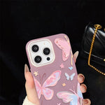 Custodia per telefono ibrida in PC e TPU con motivo a farfalle colorate e glitter IMD., For iPhone 8 Plus / 7 Plus, For iPhone 6 Plus / 6s Plus, For iPhone 6 / 6s
