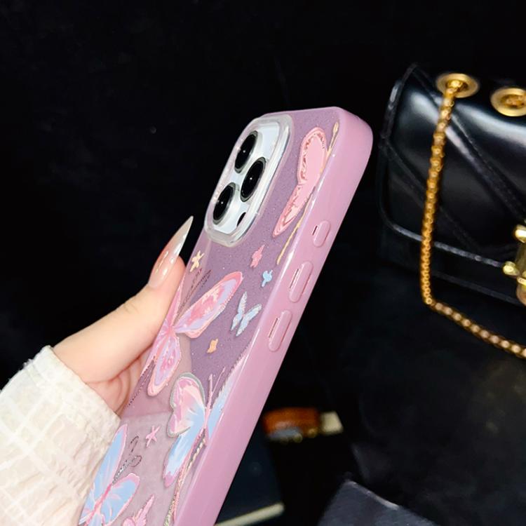 Custodia per telefono ibrida in PC e TPU con motivo a farfalle colorate e glitter IMD., For iPhone 8 Plus / 7 Plus, For iPhone 6 Plus / 6s Plus, For iPhone 6 / 6s