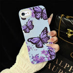 Custodia per telefono ibrida in PC e TPU con motivo farfalle viola e glitter IMD., For iPhone 8 Plus / 7 Plus, For iPhone 6 Plus / 6s Plus, For iPhone 6 / 6s
