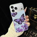 Custodia per telefono ibrida in PC e TPU con motivo farfalle viola e glitter IMD., For iPhone 17e / 16e, For iPhone 17 Pro Max, For iPhone 17 Pro, For iPhone 17, For iPhone Air, For iPhone 16 Pro Max