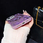 Custodia per telefono ibrida in PC e TPU con motivo farfalle viola e glitter IMD., For iPhone 17e / 16e, For iPhone 17 Pro Max, For iPhone 17 Pro, For iPhone 17, For iPhone Air, For iPhone 16 Pro Max