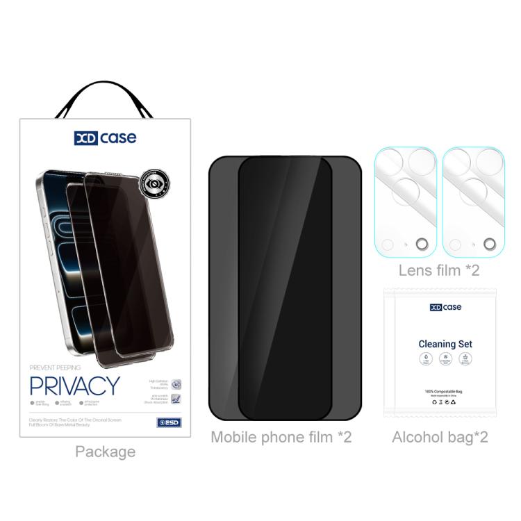 XDcase 2 paia di pellicole protettive anti-spionaggio in vetro temperato + pellicola protettiva trasparente per obiettivo, For iPhone 17 Pro Max, For iPhone 17 Pro, For iPhone 17, For iPhone Air