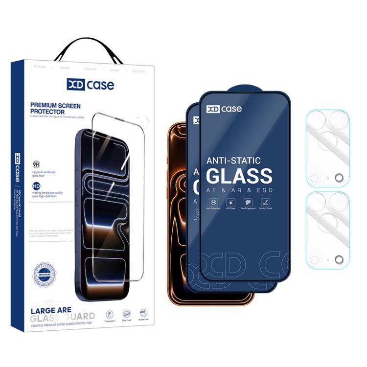 XDcase - 2 paia di pellicole protettive in vetro temperato HD + pellicole protettive trasparenti per l'obiettivo, For iPhone 17 Pro Max, For iPhone 17 Pro, For iPhone 17, For iPhone Air