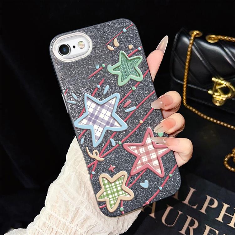 Custodia per telefono ibrida in PC e TPU con glitter e motivo a stelle IMD, For iPhone 8 Plus / 7 Plus, For iPhone 6 Plus / 6s Plus, For iPhone 6 / 6s