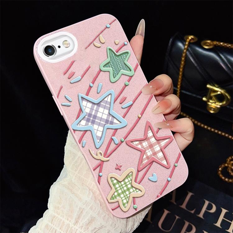 Custodia per telefono ibrida in PC e TPU con glitter e motivo a stelle IMD, For iPhone 8 Plus / 7 Plus, For iPhone 6 Plus / 6s Plus, For iPhone 6 / 6s