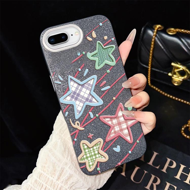 Custodia per telefono ibrida in PC e TPU con glitter e motivo a stelle IMD, For iPhone 8 Plus / 7 Plus, For iPhone 6 Plus / 6s Plus, For iPhone 6 / 6s