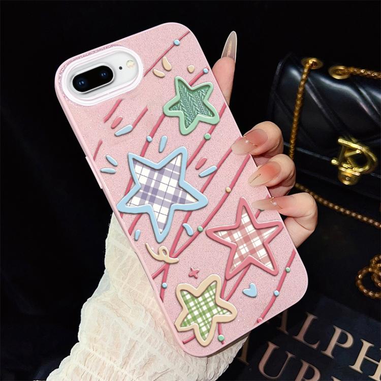 Custodia per telefono ibrida in PC e TPU con glitter e motivo a stelle IMD, For iPhone 8 Plus / 7 Plus, For iPhone 6 Plus / 6s Plus, For iPhone 6 / 6s