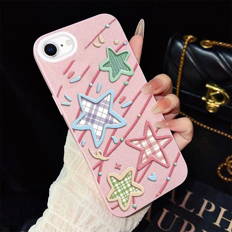 Custodia per telefono ibrida in PC e TPU con glitter e motivo a stelle IMD, For iPhone 15, For iPhone 14 Plus, For iPhone 14, For iPhone 14 Pro, For iPhone 14 Pro Max, For iPhone SE 2022 / SE 2020