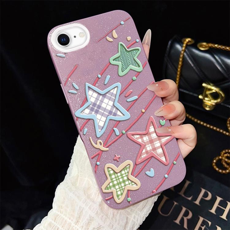 Custodia per telefono ibrida in PC e TPU con glitter e motivo a stelle IMD, For iPhone 15, For iPhone 14 Plus, For iPhone 14, For iPhone 14 Pro, For iPhone 14 Pro Max, For iPhone SE 2022 / SE 2020