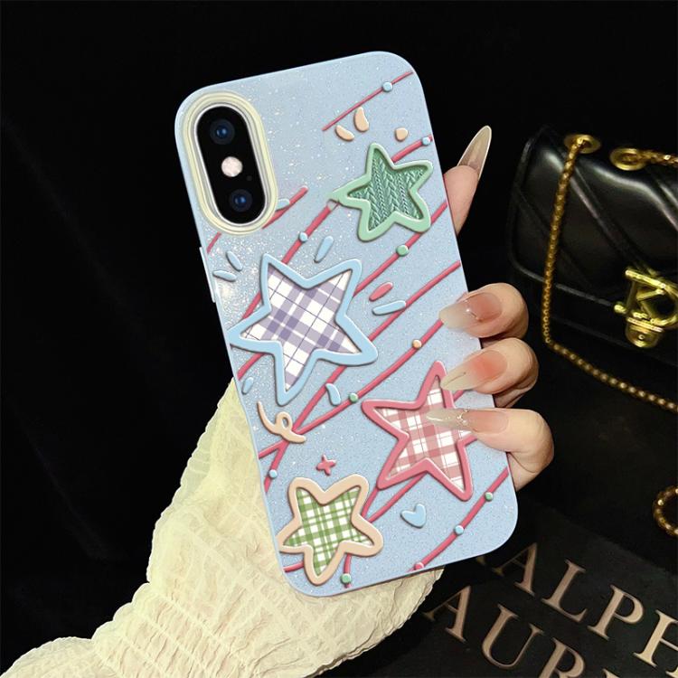 Custodia per telefono ibrida in PC e TPU con glitter e motivo a stelle IMD, For iPhone 11 Pro Max, For iPhone 11, For iPhone 11 Pro, For iPhone XS / X, For iPhone XR, For iPhone XS Max