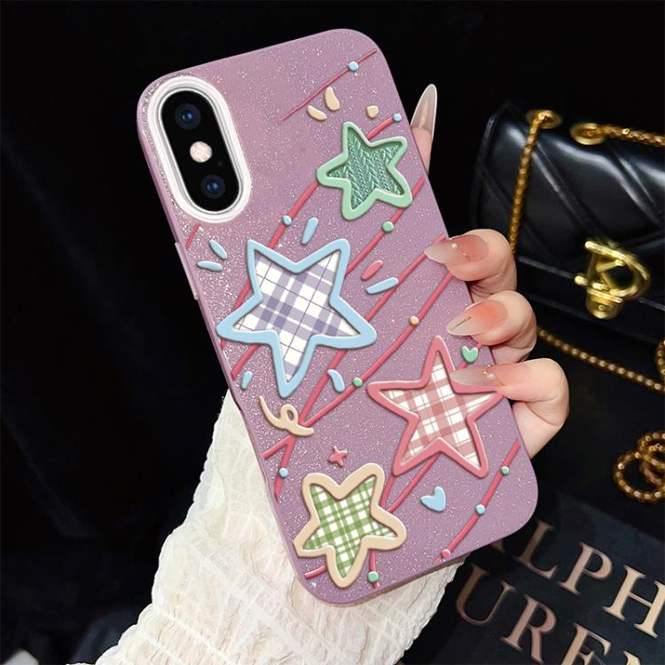 Custodia per telefono ibrida in PC e TPU con glitter e motivo a stelle IMD, For iPhone 11 Pro Max, For iPhone 11, For iPhone 11 Pro, For iPhone XS / X, For iPhone XR, For iPhone XS Max