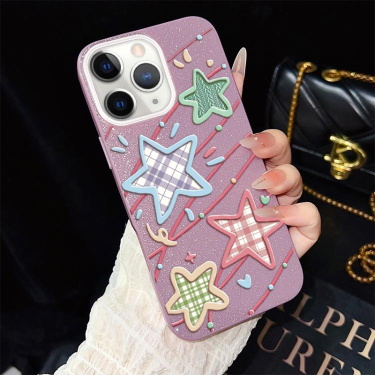 Custodia per telefono ibrida in PC e TPU con glitter e motivo a stelle IMD, For iPhone 11 Pro Max, For iPhone 11, For iPhone 11 Pro, For iPhone XS / X, For iPhone XR, For iPhone XS Max
