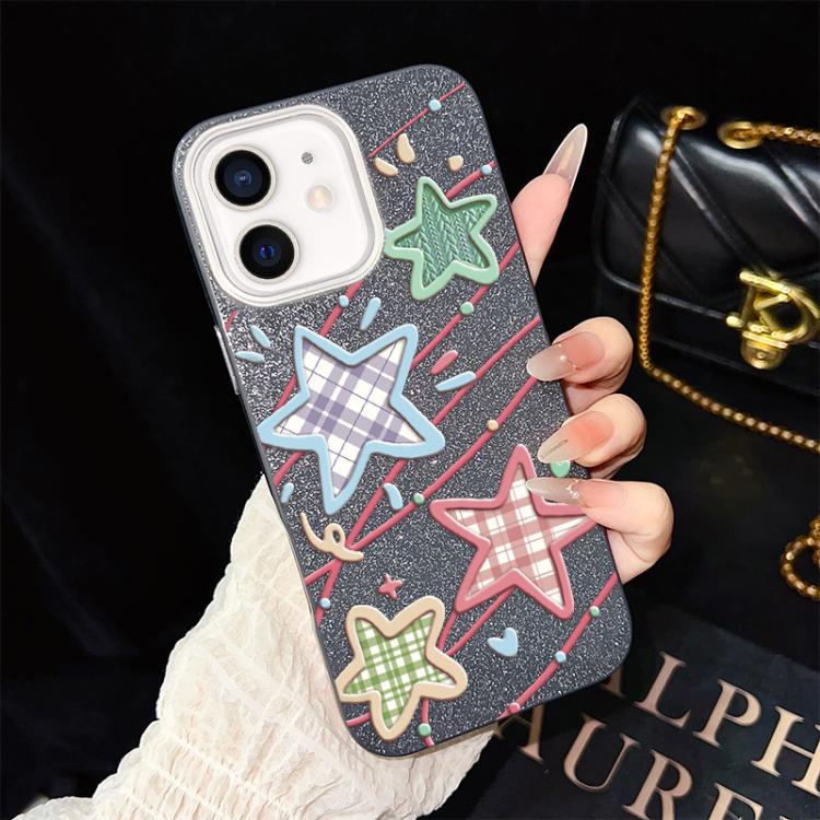 Custodia per telefono ibrida in PC e TPU con glitter e motivo a stelle IMD, For iPhone 13 Pro Max, For iPhone 13 Pro, For iPhone 13, For iPhone 12, For iPhone 12 Pro Max, For iPhone 12 Pro