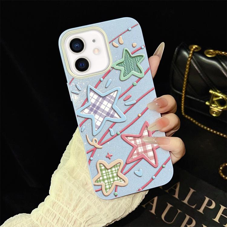 Custodia per telefono ibrida in PC e TPU con glitter e motivo a stelle IMD, For iPhone 13 Pro Max, For iPhone 13 Pro, For iPhone 13, For iPhone 12, For iPhone 12 Pro Max, For iPhone 12 Pro