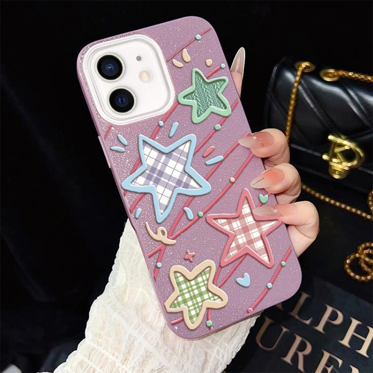 Custodia per telefono ibrida in PC e TPU con glitter e motivo a stelle IMD, For iPhone 13 Pro Max, For iPhone 13 Pro, For iPhone 13, For iPhone 12, For iPhone 12 Pro Max, For iPhone 12 Pro