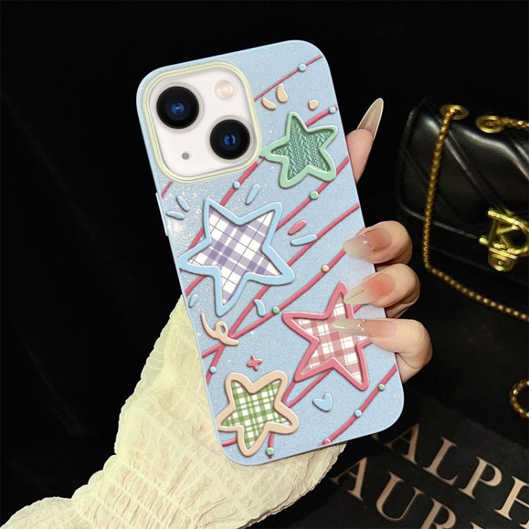 Custodia per telefono ibrida in PC e TPU con glitter e motivo a stelle IMD, For iPhone 15, For iPhone 14 Plus, For iPhone 14, For iPhone 14 Pro, For iPhone 14 Pro Max, For iPhone SE 2022 / SE 2020