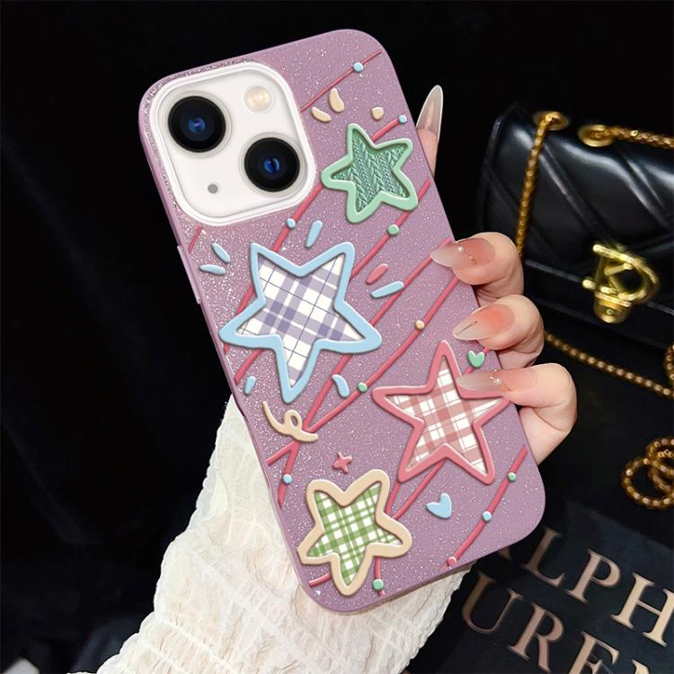 Custodia per telefono ibrida in PC e TPU con glitter e motivo a stelle IMD, For iPhone 15, For iPhone 14 Plus, For iPhone 14, For iPhone 14 Pro, For iPhone 14 Pro Max, For iPhone SE 2022 / SE 2020
