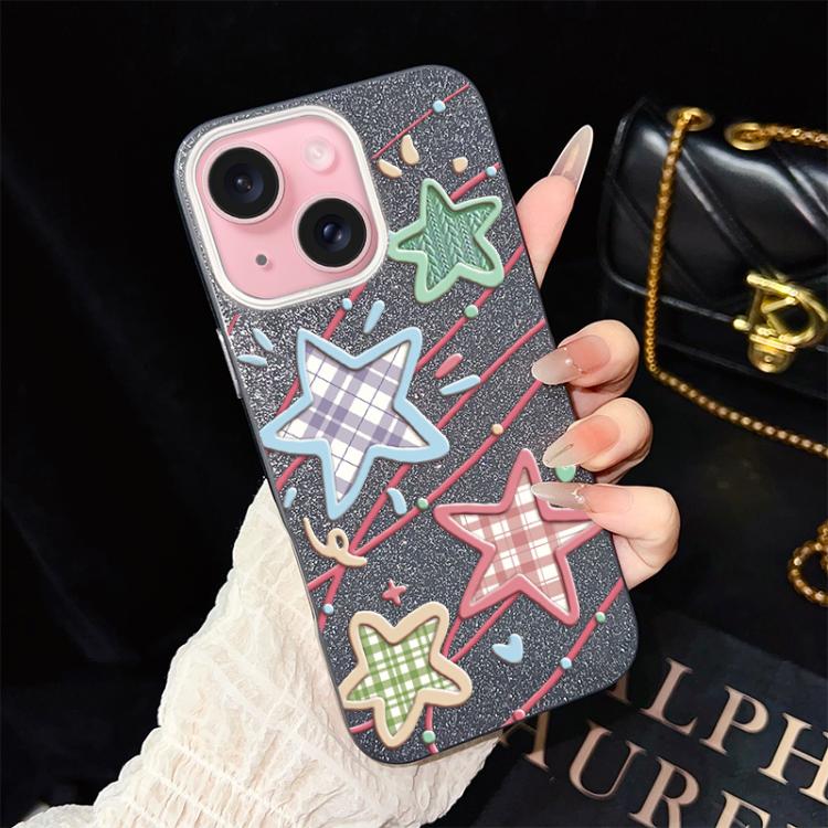 Custodia per telefono ibrida in PC e TPU con glitter e motivo a stelle IMD, For iPhone 16 Pro, For iPhone 16 Plus, For iPhone 16, For iPhone 15 Pro Max, For iPhone 15 Pro, For iPhone 15 Plus
