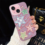 Custodia per telefono ibrida in PC e TPU con glitter e motivo a stelle IMD, For iPhone 16 Pro, For iPhone 16 Plus, For iPhone 16, For iPhone 15 Pro Max, For iPhone 15 Pro, For iPhone 15 Plus