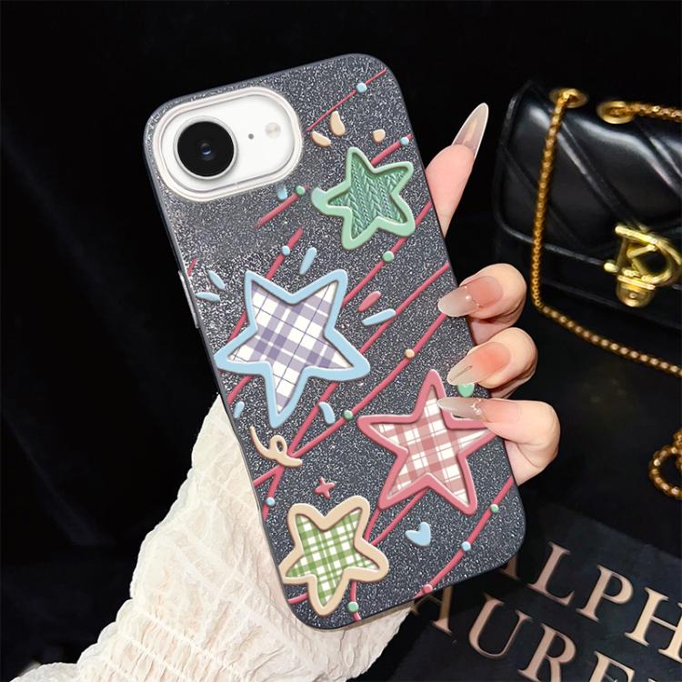 Custodia per telefono ibrida in PC e TPU con glitter e motivo a stelle IMD, For iPhone 17e / 16e, For iPhone 17 Pro Max, For iPhone 17 Pro, For iPhone 17, For iPhone Air, For iPhone 16 Pro Max