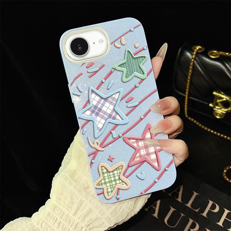 Custodia per telefono ibrida in PC e TPU con glitter e motivo a stelle IMD, For iPhone 17e / 16e, For iPhone 17 Pro Max, For iPhone 17 Pro, For iPhone 17, For iPhone Air, For iPhone 16 Pro Max