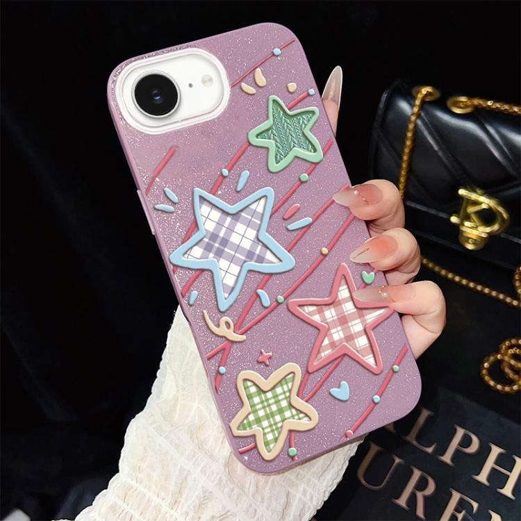Custodia per telefono ibrida in PC e TPU con glitter e motivo a stelle IMD, For iPhone 17e / 16e, For iPhone 17 Pro Max, For iPhone 17 Pro, For iPhone 17, For iPhone Air, For iPhone 16 Pro Max
