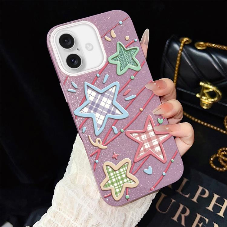 Custodia per telefono ibrida in PC e TPU con glitter e motivo a stelle IMD, For iPhone 17e / 16e, For iPhone 17 Pro Max, For iPhone 17 Pro, For iPhone 17, For iPhone Air, For iPhone 16 Pro Max