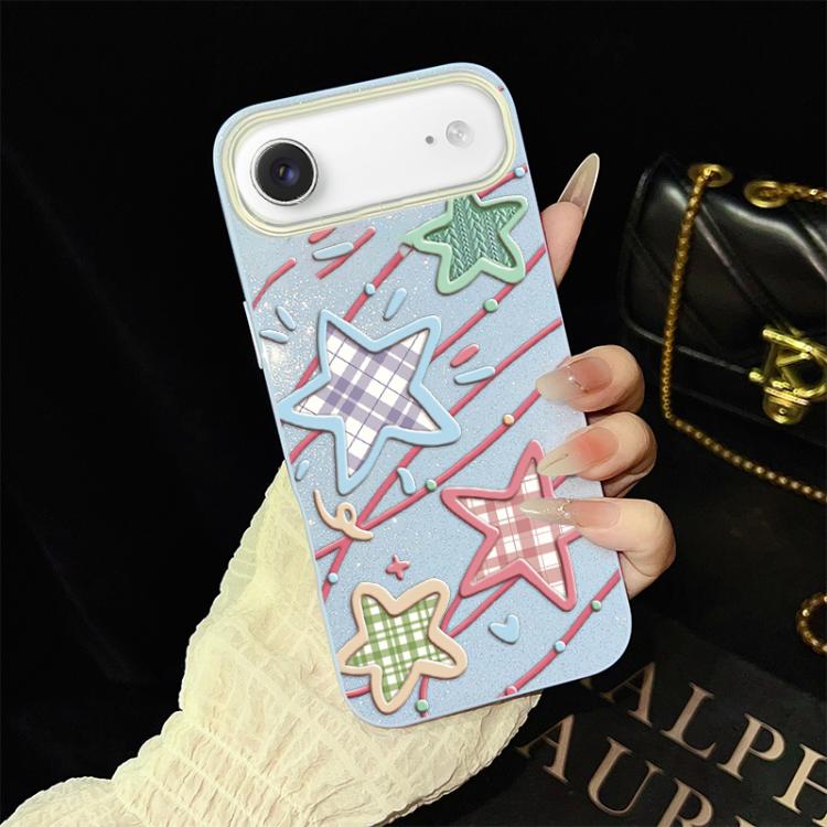 Custodia per telefono ibrida in PC e TPU con glitter e motivo a stelle IMD, For iPhone 17e / 16e, For iPhone 17 Pro Max, For iPhone 17 Pro, For iPhone 17, For iPhone Air, For iPhone 16 Pro Max