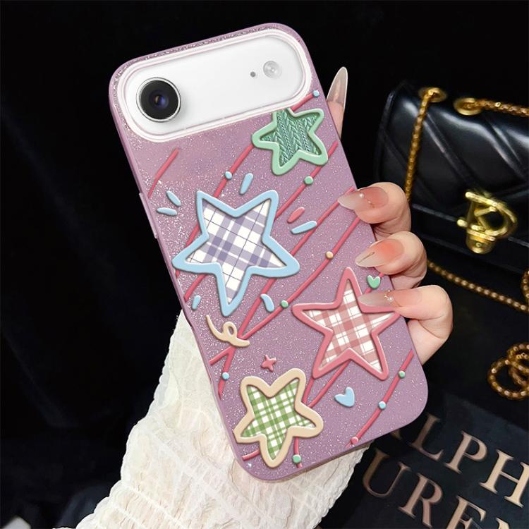 Custodia per telefono ibrida in PC e TPU con glitter e motivo a stelle IMD, For iPhone 17e / 16e, For iPhone 17 Pro Max, For iPhone 17 Pro, For iPhone 17, For iPhone Air, For iPhone 16 Pro Max