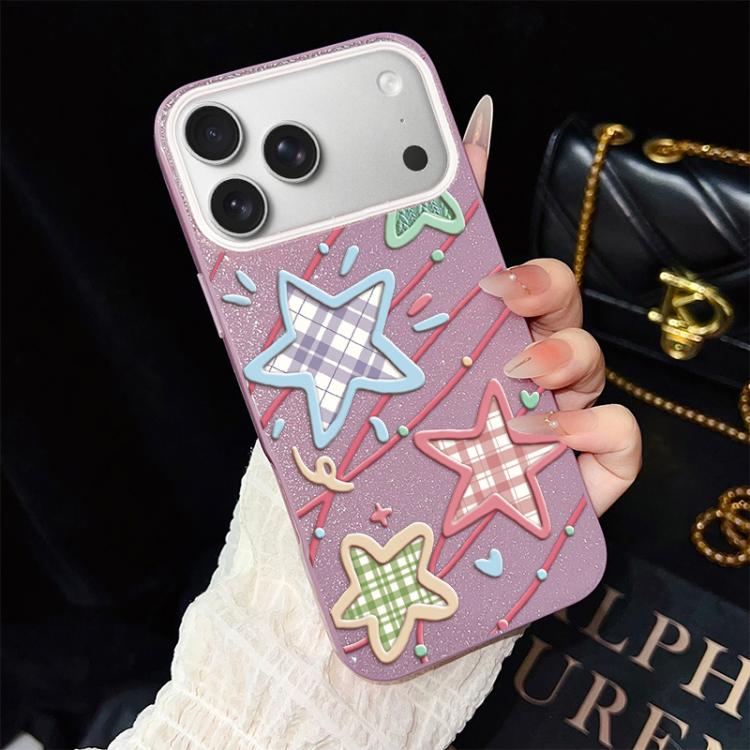 Custodia per telefono ibrida in PC e TPU con glitter e motivo a stelle IMD, For iPhone 17e / 16e, For iPhone 17 Pro Max, For iPhone 17 Pro, For iPhone 17, For iPhone Air, For iPhone 16 Pro Max