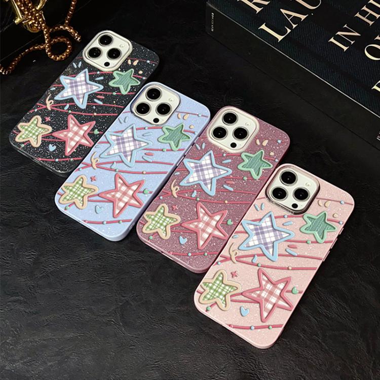 Custodia per telefono ibrida in PC e TPU con glitter e motivo a stelle IMD, For iPhone 11 Pro Max, For iPhone 11, For iPhone 11 Pro, For iPhone XS / X, For iPhone XR, For iPhone XS Max