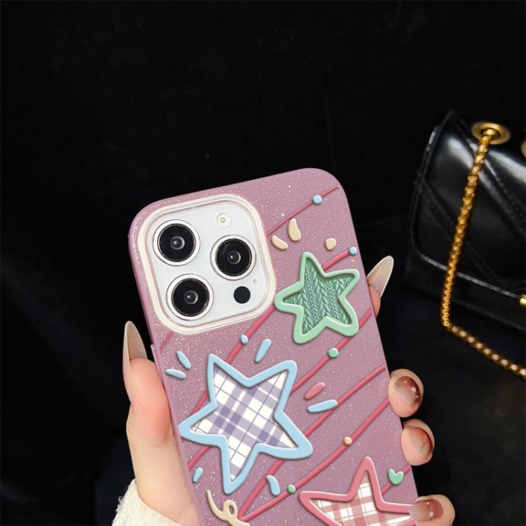 Custodia per telefono ibrida in PC e TPU con glitter e motivo a stelle IMD, For iPhone 15, For iPhone 14 Plus, For iPhone 14, For iPhone 14 Pro, For iPhone 14 Pro Max, For iPhone SE 2022 / SE 2020
