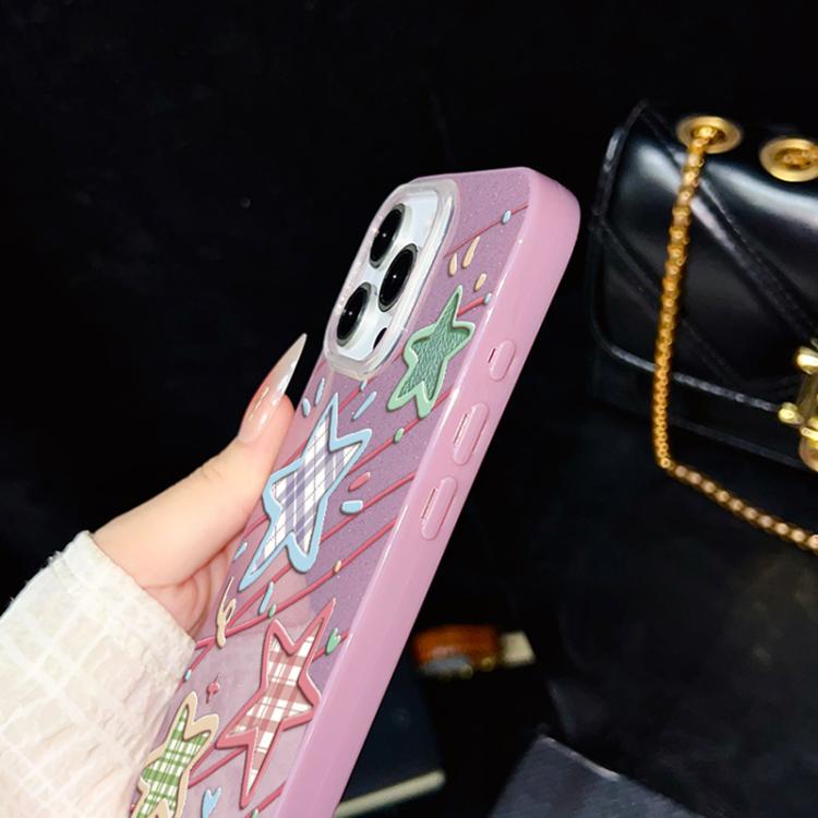 Custodia per telefono ibrida in PC e TPU con glitter e motivo a stelle IMD, For iPhone 17e / 16e, For iPhone 17 Pro Max, For iPhone 17 Pro, For iPhone 17, For iPhone Air, For iPhone 16 Pro Max