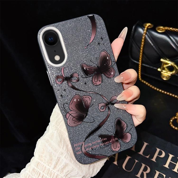 Custodia per telefono ibrida in PC e TPU con motivo a farfalle vorticose e glitter IMD., For iPhone 11 Pro Max, For iPhone 11, For iPhone 11 Pro, For iPhone XS / X, For iPhone XR, For iPhone XS Max