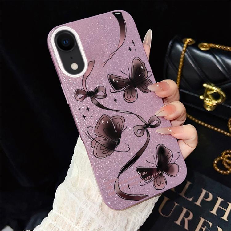 Custodia per telefono ibrida in PC e TPU con motivo a farfalle vorticose e glitter IMD., For iPhone 11 Pro Max, For iPhone 11, For iPhone 11 Pro, For iPhone XS / X, For iPhone XR, For iPhone XS Max
