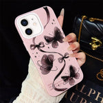 Custodia per telefono ibrida in PC e TPU con motivo a farfalle vorticose e glitter IMD., For iPhone 13 Pro Max, For iPhone 13 Pro, For iPhone 13, For iPhone 12, For iPhone 12 Pro Max, For iPhone 12 Pro