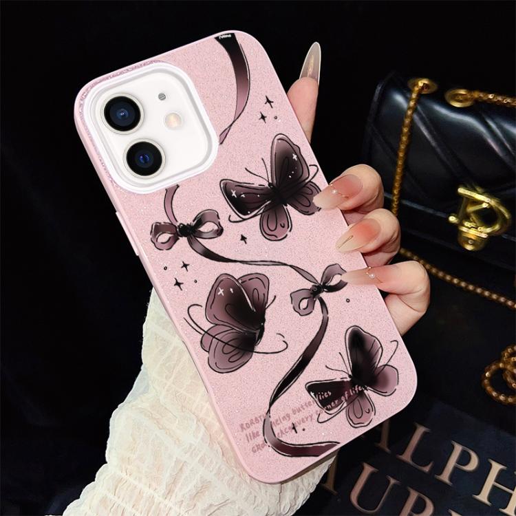 Custodia per telefono ibrida in PC e TPU con motivo a farfalle vorticose e glitter IMD., For iPhone 13 Pro Max, For iPhone 13 Pro, For iPhone 13, For iPhone 12, For iPhone 12 Pro Max, For iPhone 12 Pro
