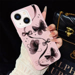 Custodia per telefono ibrida in PC e TPU con motivo a farfalle vorticose e glitter IMD., For iPhone 15, For iPhone 14 Plus, For iPhone 14, For iPhone 14 Pro, For iPhone 14 Pro Max, For iPhone SE 2022 / SE 2020