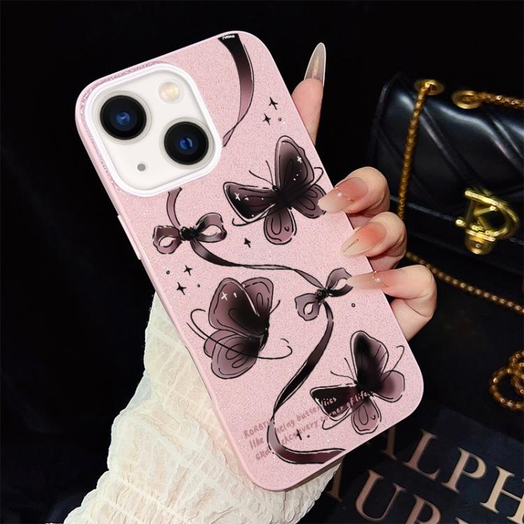 Custodia per telefono ibrida in PC e TPU con motivo a farfalle vorticose e glitter IMD., For iPhone 15, For iPhone 14 Plus, For iPhone 14, For iPhone 14 Pro, For iPhone 14 Pro Max, For iPhone SE 2022 / SE 2020