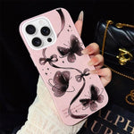 Custodia per telefono ibrida in PC e TPU con motivo a farfalle vorticose e glitter IMD., For iPhone 17e / 16e, For iPhone 17 Pro Max, For iPhone 17 Pro, For iPhone 17, For iPhone Air, For iPhone 16 Pro Max
