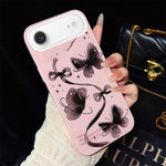 Custodia per telefono ibrida in PC e TPU con motivo a farfalle vorticose e glitter IMD., For iPhone 17e / 16e, For iPhone 17 Pro Max, For iPhone 17 Pro, For iPhone 17, For iPhone Air, For iPhone 16 Pro Max