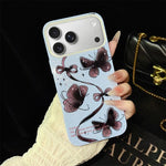 Custodia per telefono ibrida in PC e TPU con motivo a farfalle vorticose e glitter IMD., For iPhone 17e / 16e, For iPhone 17 Pro Max, For iPhone 17 Pro, For iPhone 17, For iPhone Air, For iPhone 16 Pro Max